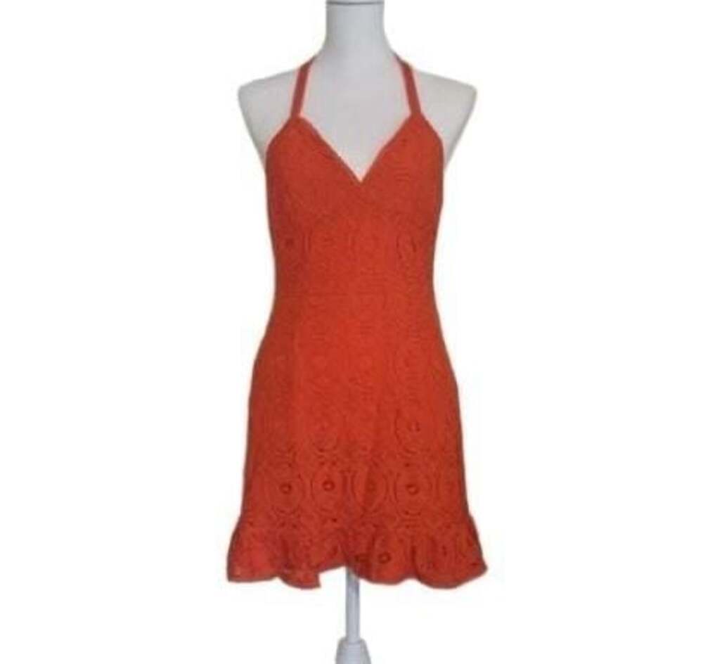 Betsey Johnson Lacey BalletCore Sunset‎ Orange Baby Doll Dress Sz. S
